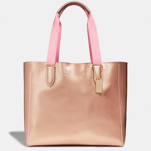 NWT COACH DERBY METALLIC ROSE GOLD TOTE HANDBAG - Picture 1 of 1